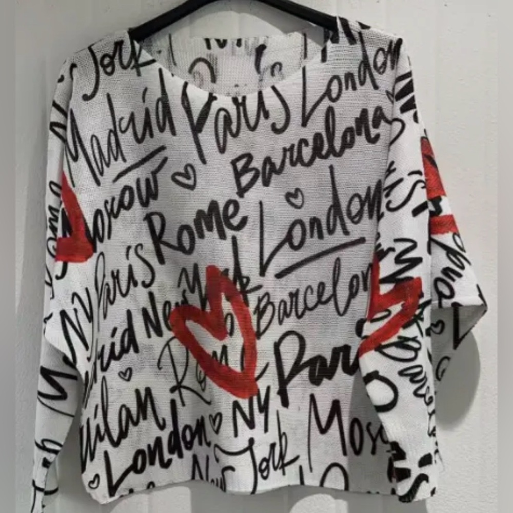 Italian Made Major City Graphic Print Oversized Top